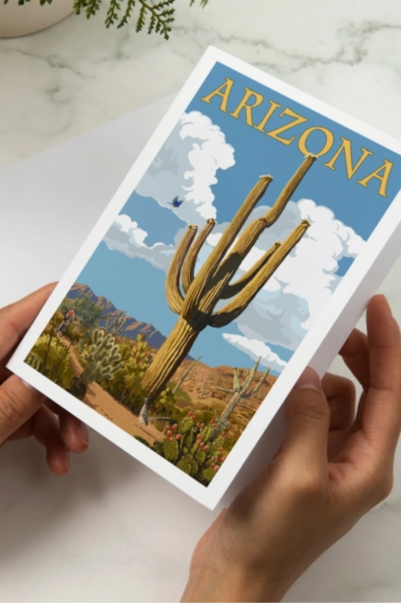 Arizona Saguaro + Roadrunner Greeting Card