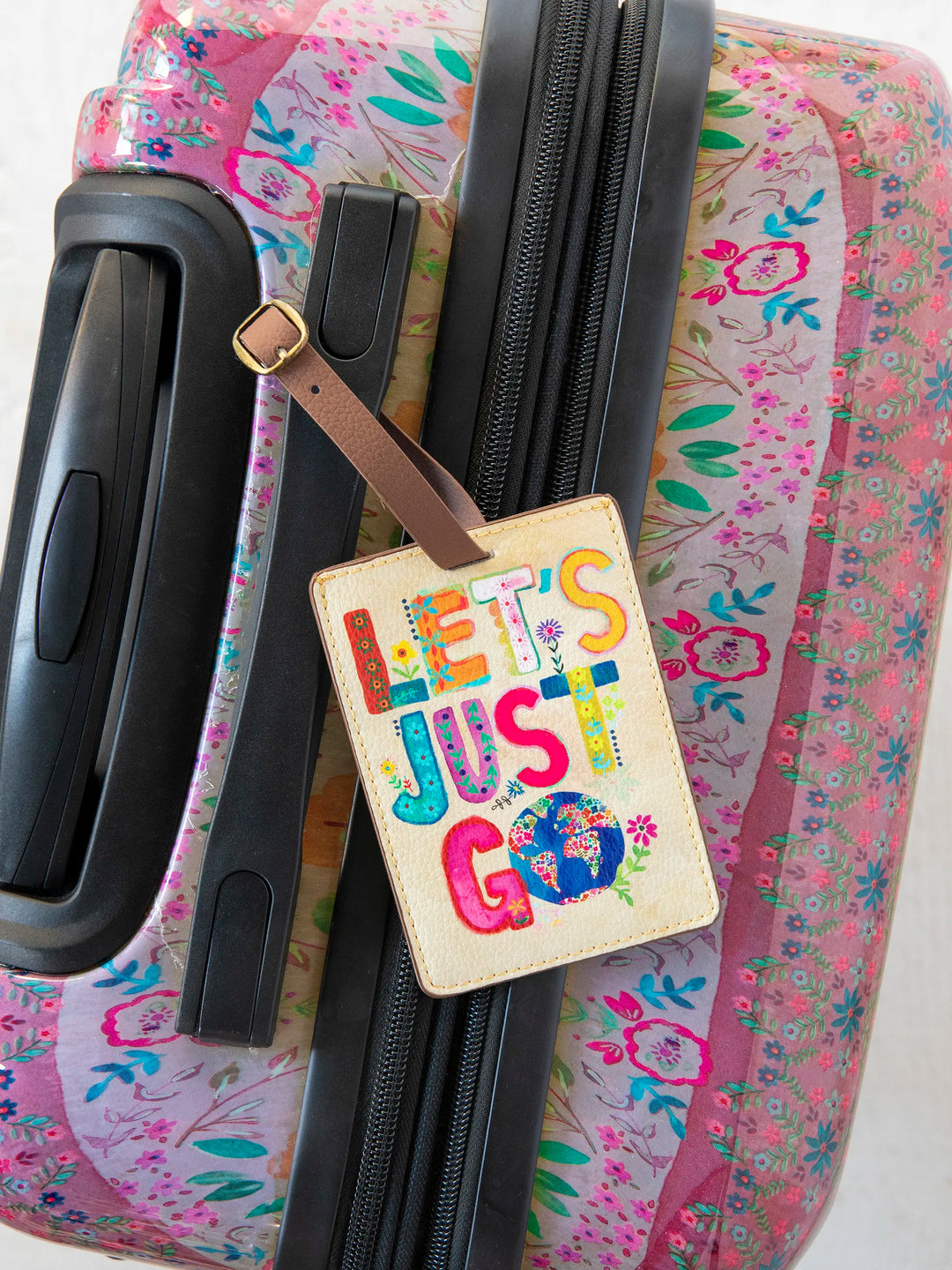 Travel Happy Luggage Tag - Lets Just Go | Natural Life