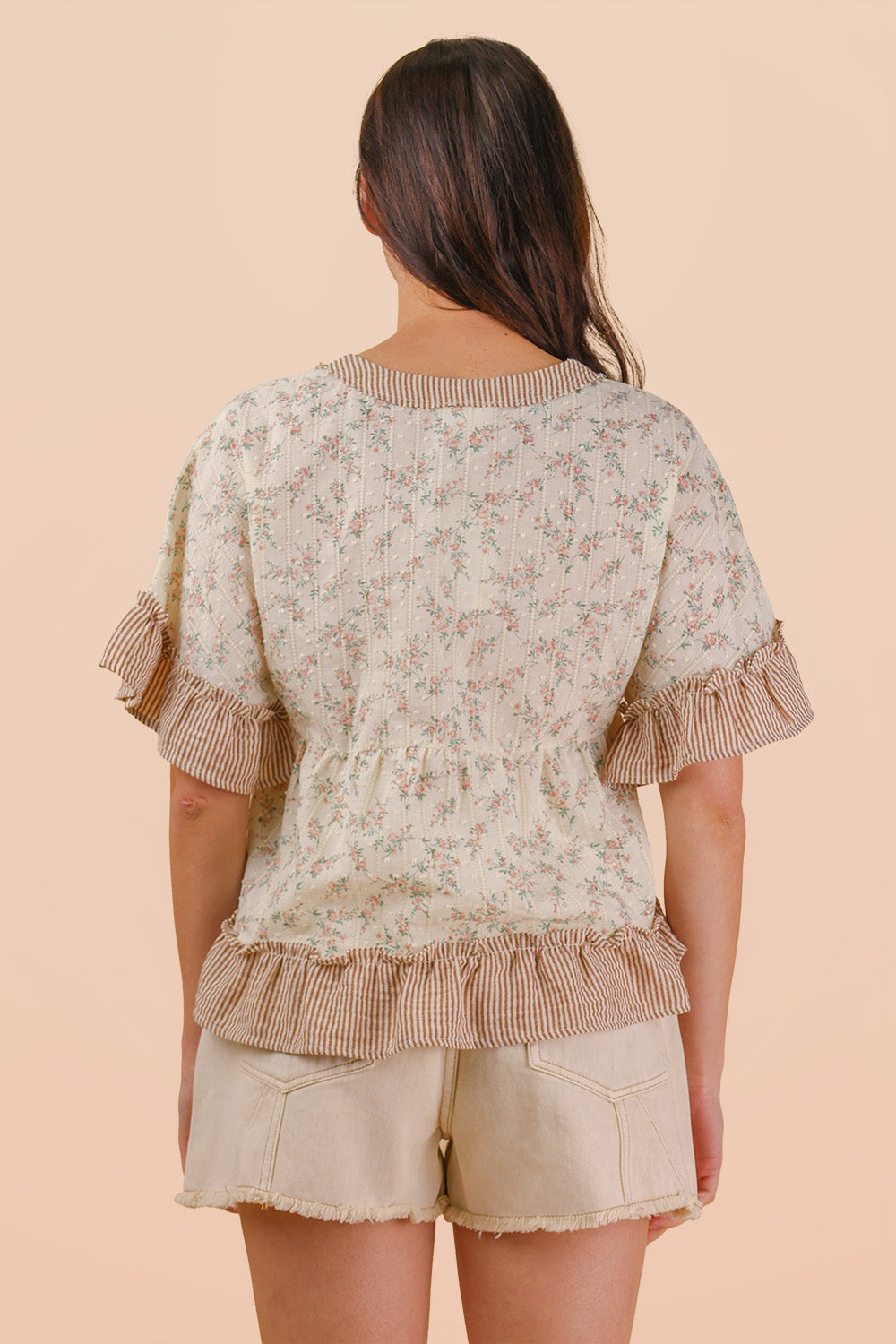 Floral Printed Ruffle Hem Blouse Top