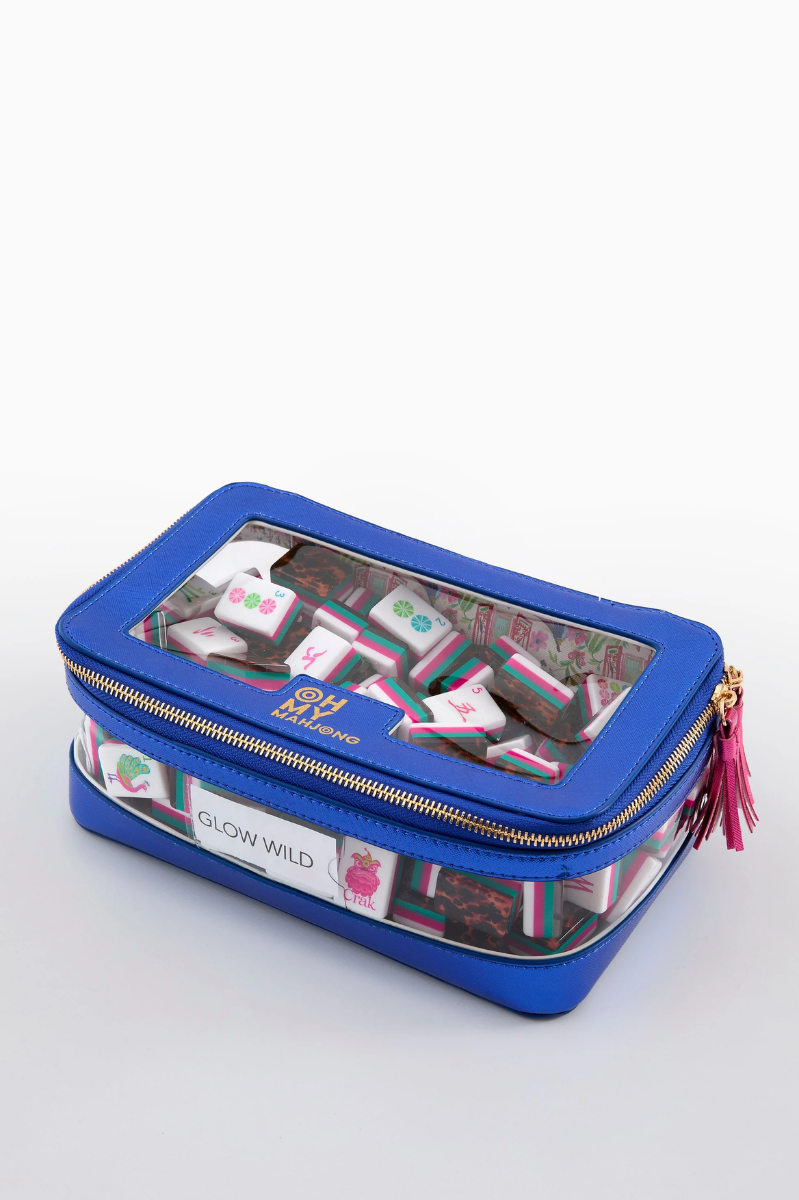 Metallic Blue Tile Storage Bag | Oh My Mahjong