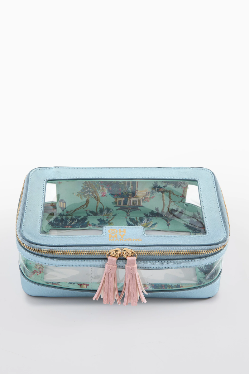 Metallic Light Blue Tile Storage Bag | Oh My Mahjong