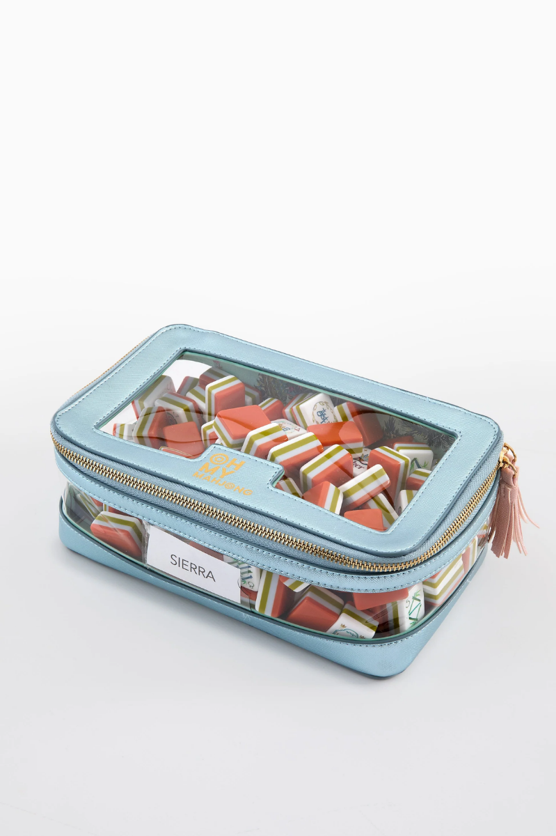 Metallic Light Blue Tile Storage Bag | Oh My Mahjong