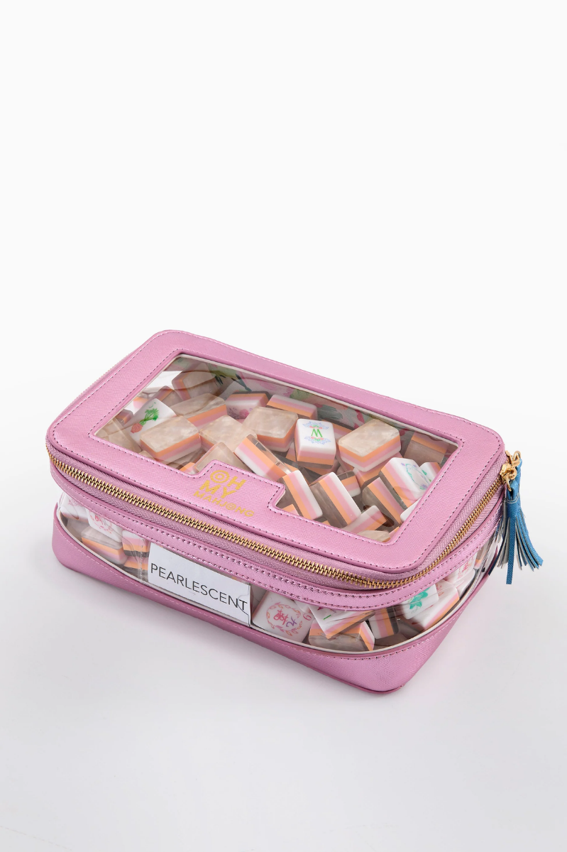 Metallic Light Pink Tile Storage Bag | Oh My Mahjong