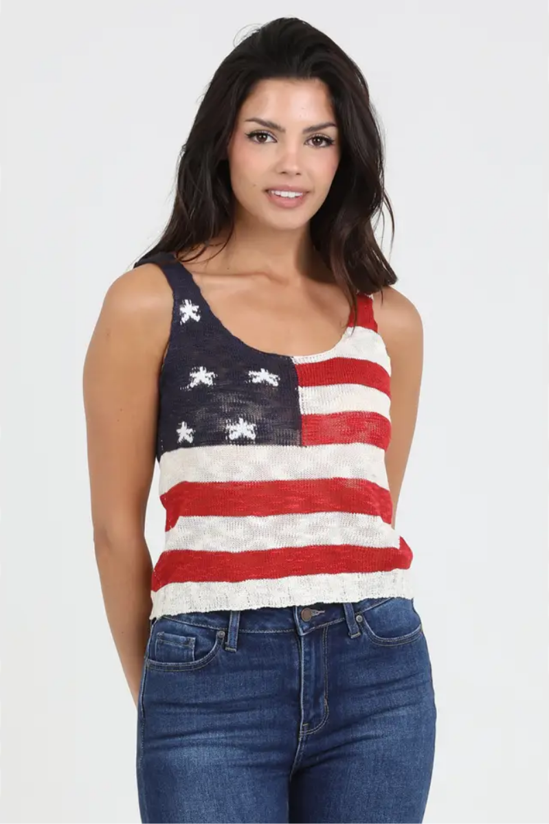 American Flag Knit Tank Top