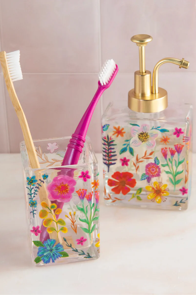 Vintage Floral Glass Soap Dispenser | Natural Life