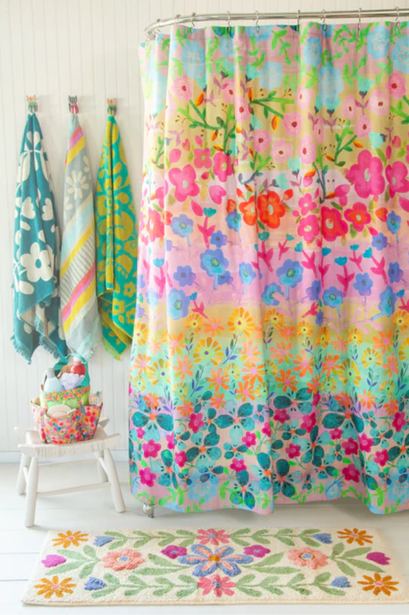 Tufted Runner Bath Mat | Cream Floral Vines
