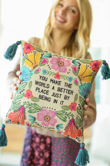 Boho Cotton Tassel Pillow | Natural Life