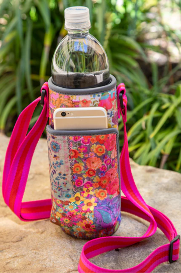 Pink Patchwork Insulated Water Bottle Carrier | Natural Life