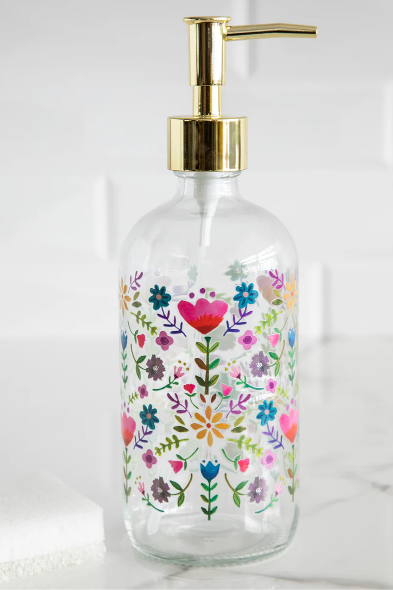 Floral Glass Soap Dispenser | Natural Life