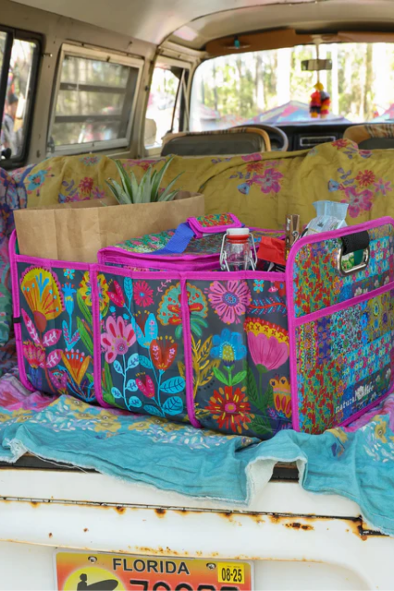 Car Trunk Organizer |  Navy Folk Flower