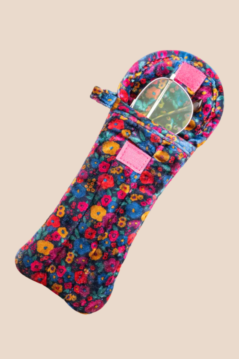 Bungalow Floral Velvet Puffy Glasses Case