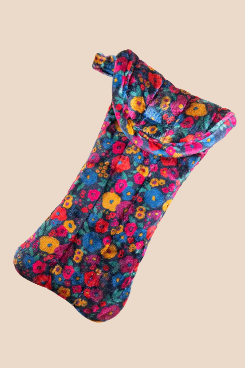 Bungalow Floral Velvet Puffy Glasses Case