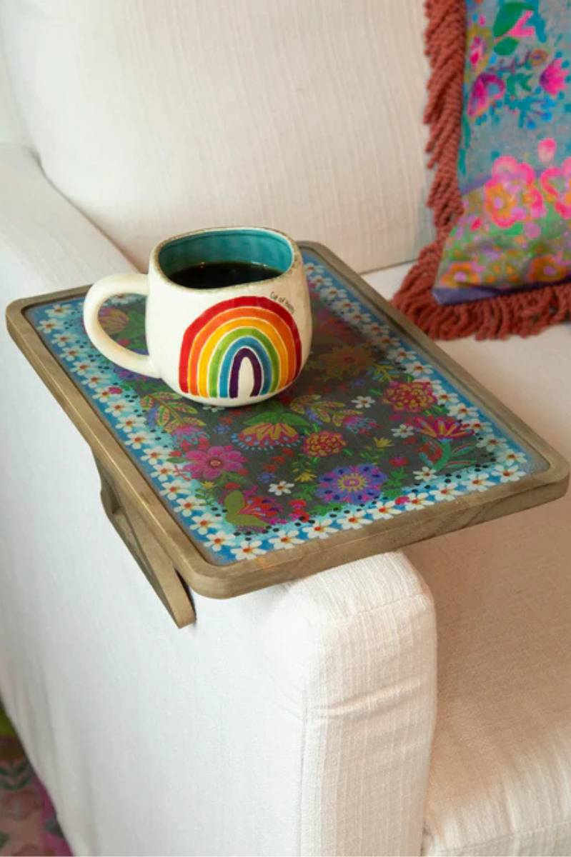 Black Folk Flower Clip On Sofa Tray Table | Natural Life