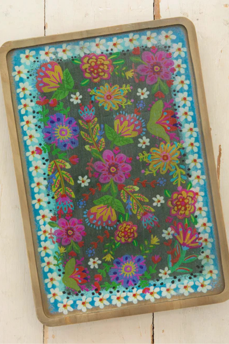 Black Folk Flower Clip On Sofa Tray Table | Natural Life