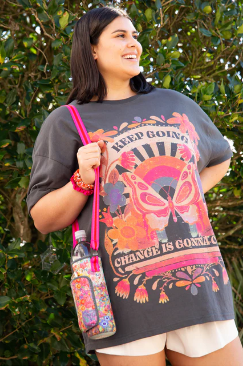 Pink Patchwork Insulated Water Bottle Carrier | Natural Life