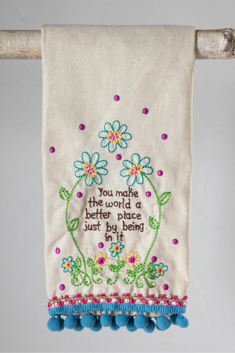 Linen Embroidered Hand Towel | Natural Life