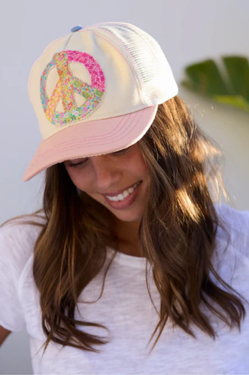 Peace Sign Canvas Trucker Hat | Natural Life