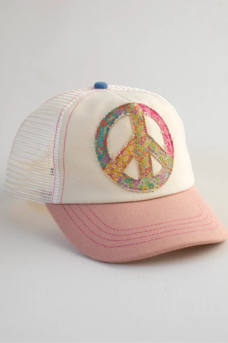 Peace Sign Canvas Trucker Hat | Natural Life