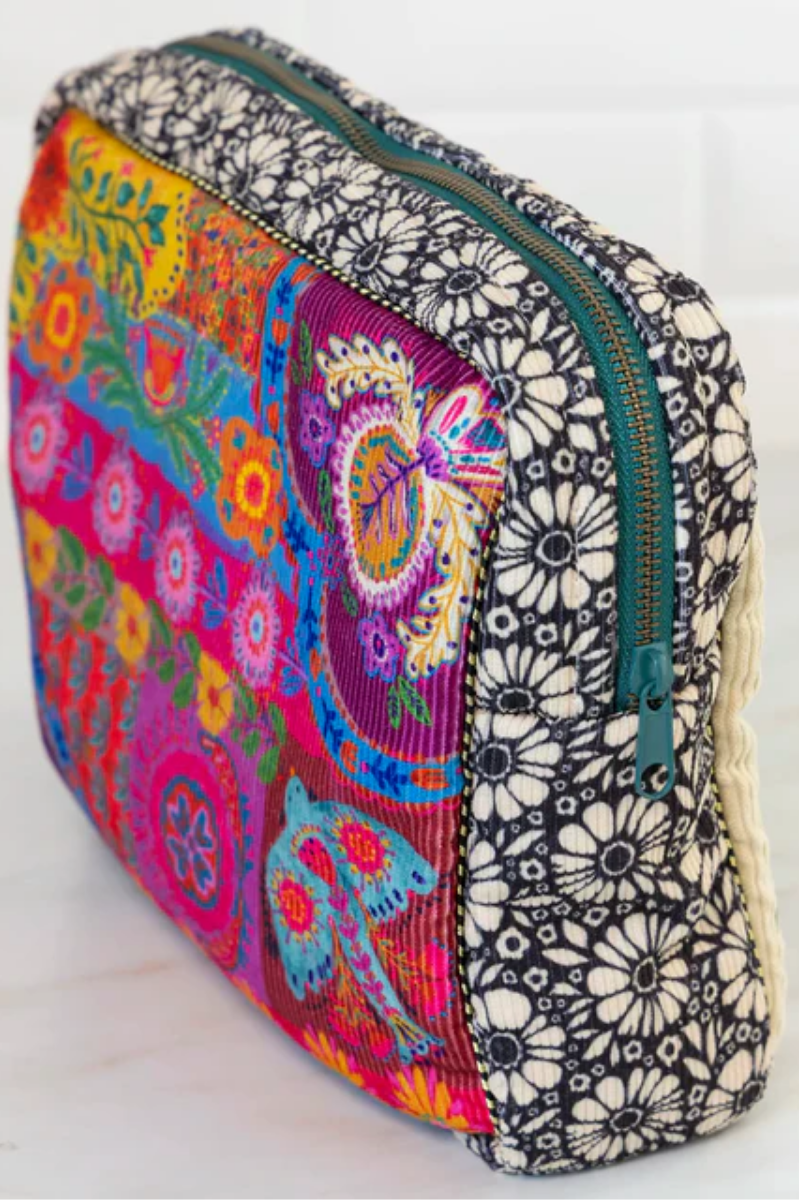 Embroidered Corduroy Cosmetic Pouch | Natural Life