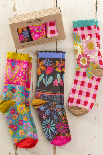 Red Heart Boxed Boho Socks, Set of 3 | Natural Life