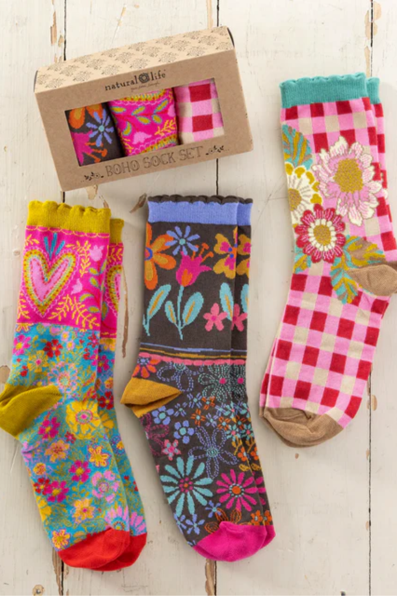 Red Heart Boxed Boho Socks, Set of 3 | Natural Life