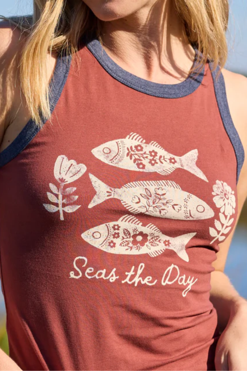 Seas The Day Ringer Tank | Natural Life