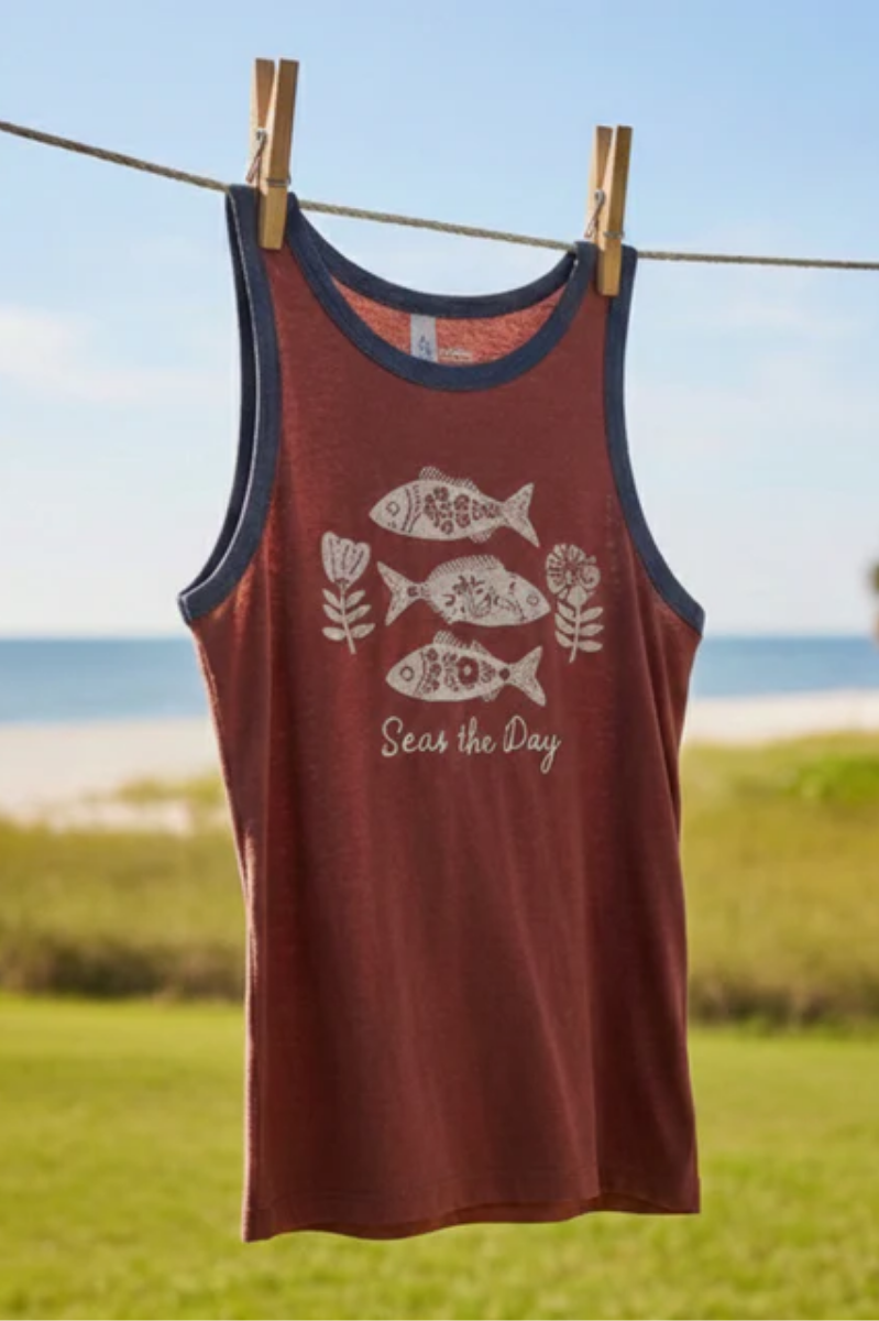 Seas The Day Ringer Tank | Natural Life