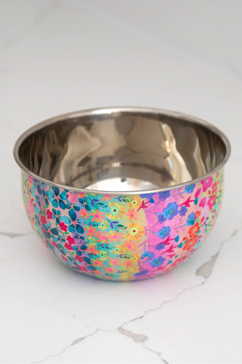 Small Rainbow Floral Stainless Steel Bowl | Natural Life