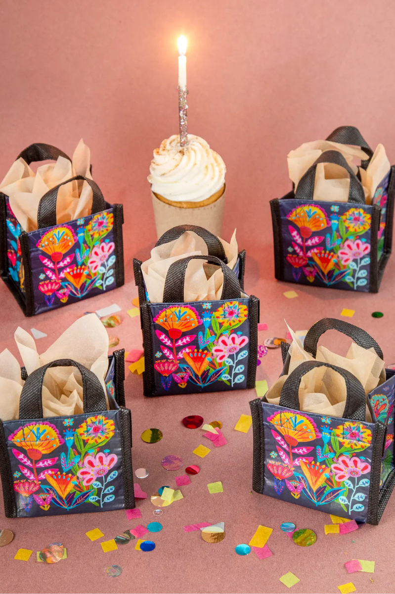 Mini Happy Bag | Navy Folk Flower
