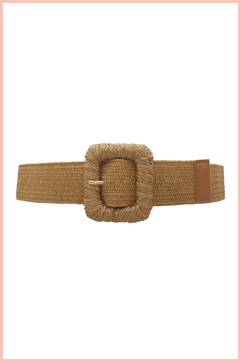 Curvy Woven Straw Belt