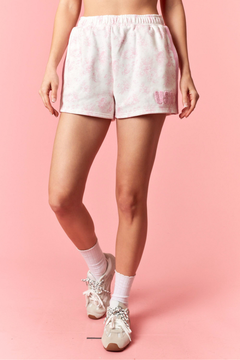 Floral 'USA¡¯ Embroidered Side Tape Shorts