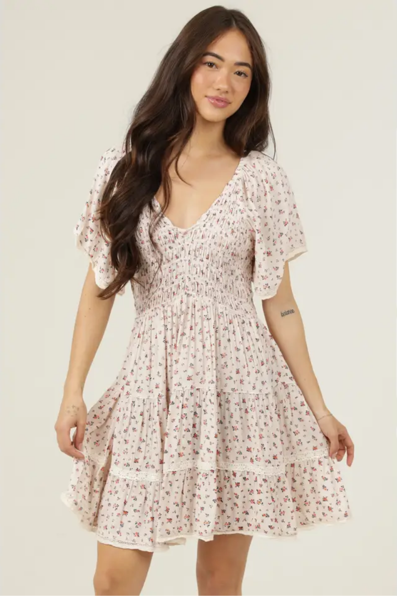 Garden Muse Smocked Mini Dress