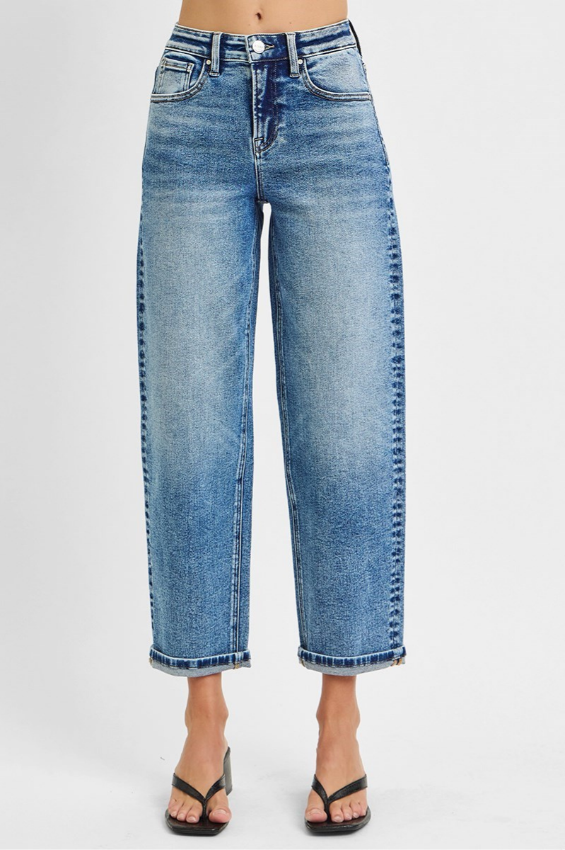RISEN High Rise Crop Boyfriend Jeans