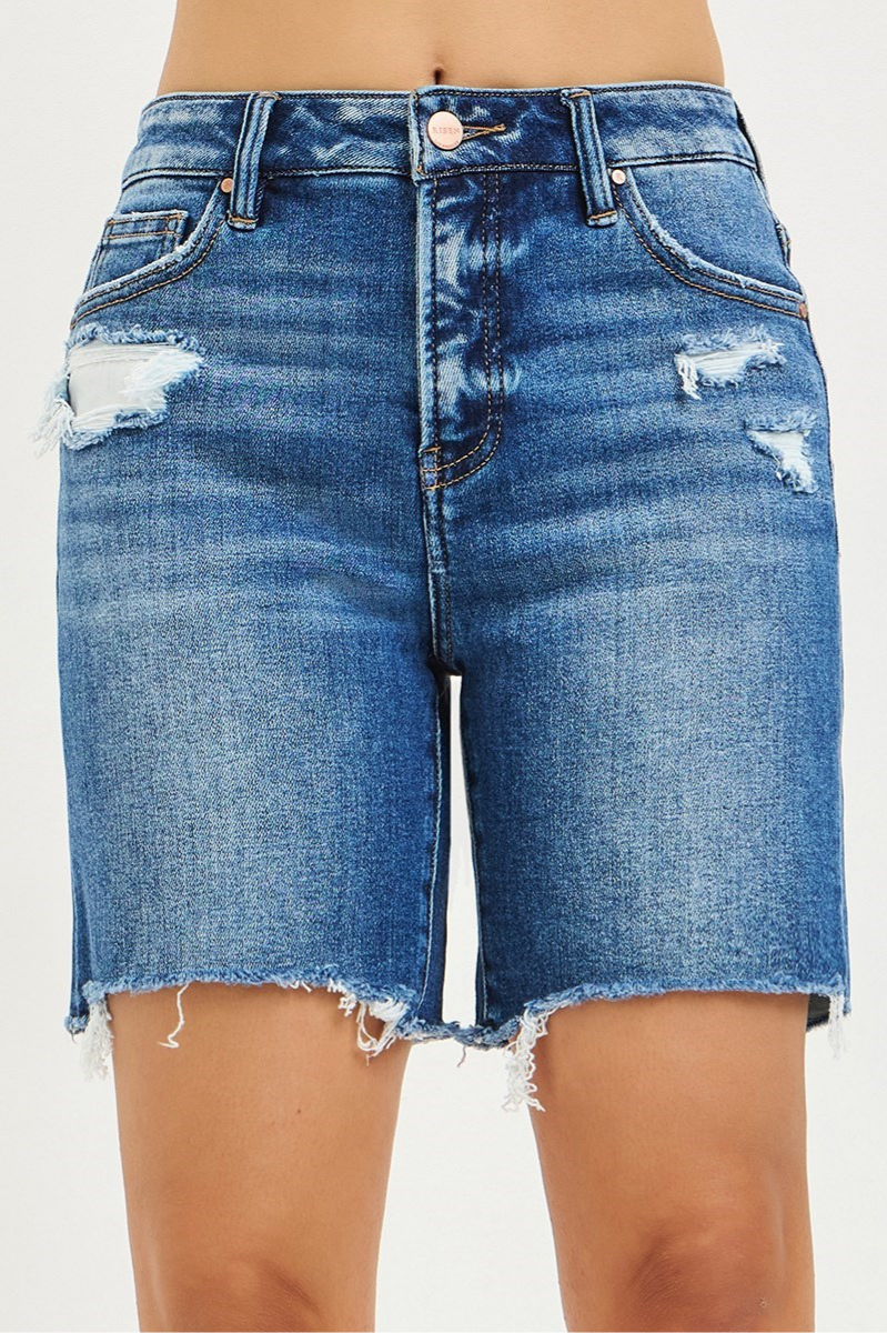 RISEN Tummy Control High Rise Loose Fit Mid Length Shorts