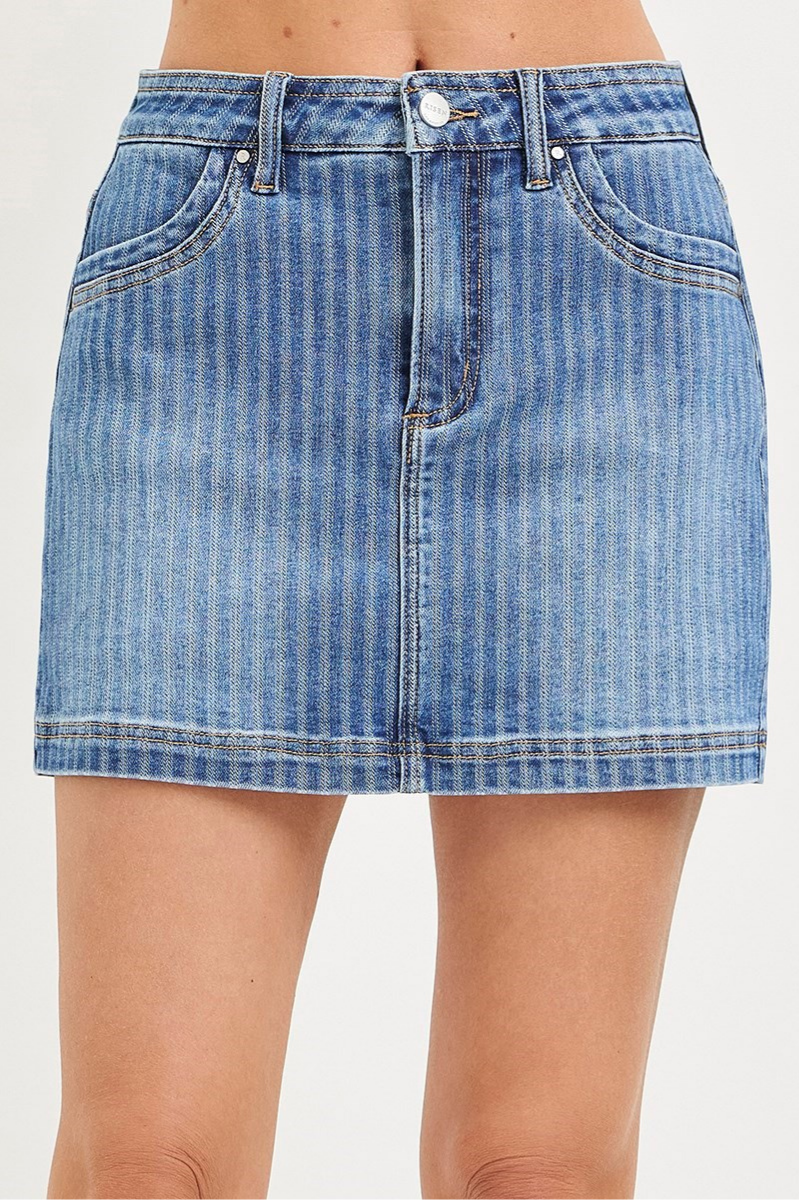 RISEN High Rise Stripe Mini Skort