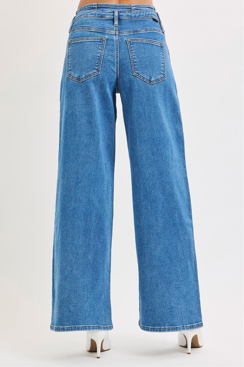 RISEN Pleated Wide Leg Slouchy Jeans | Final Sale