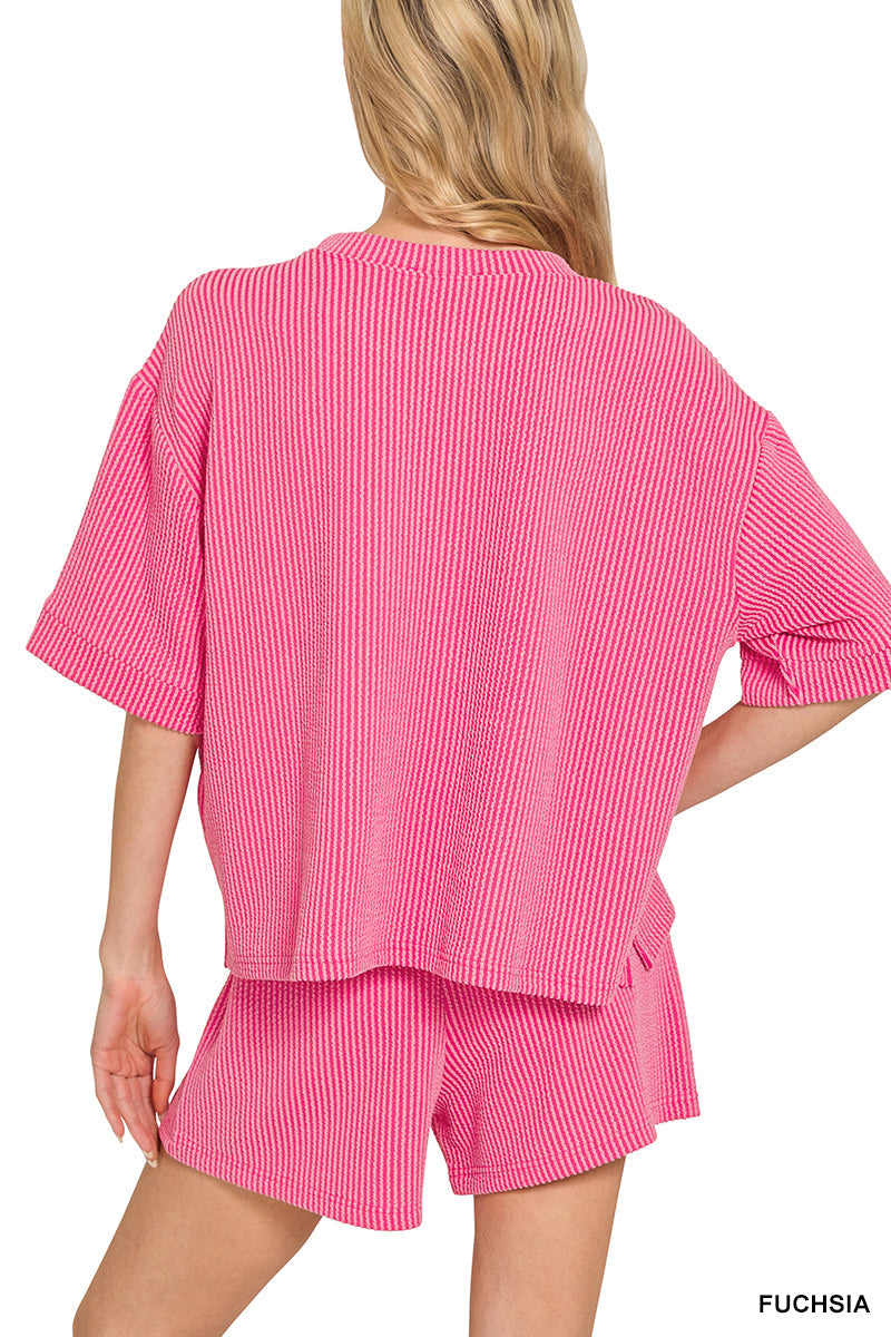 Raised Ribbed Lounge Short Sleeve Tee