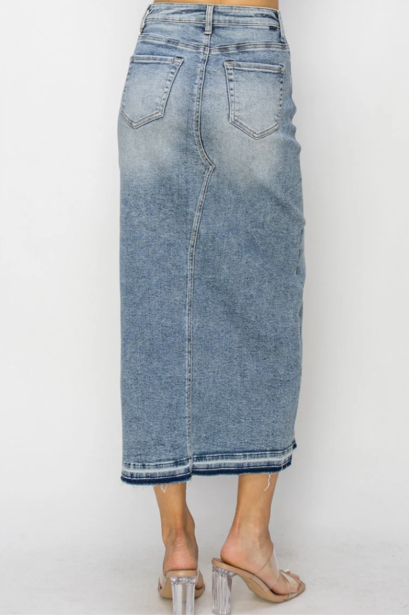 RISEN High Rise Front Slit Maxi Skirt | Final Sale