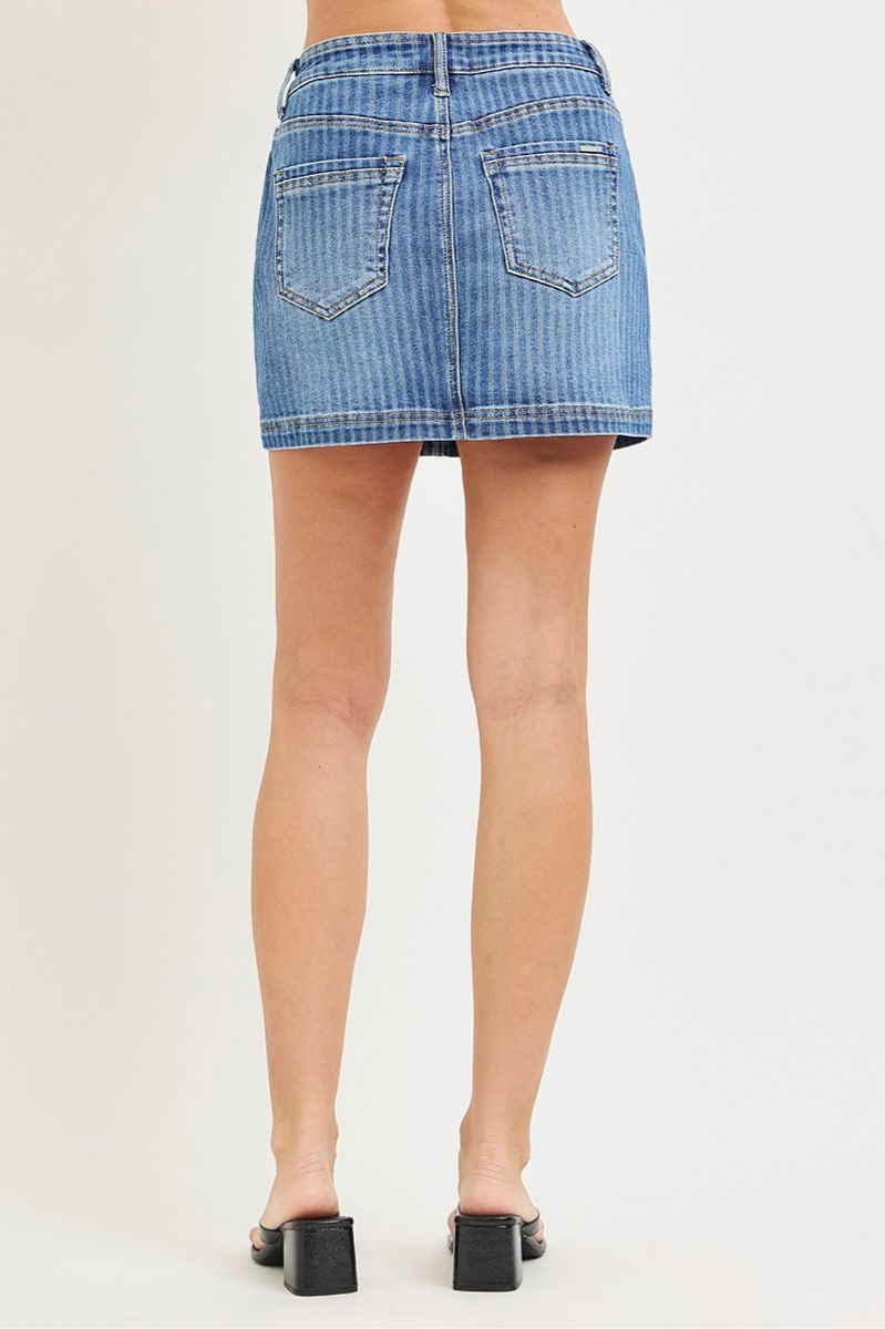 RISEN High Rise Stripe Mini Skort