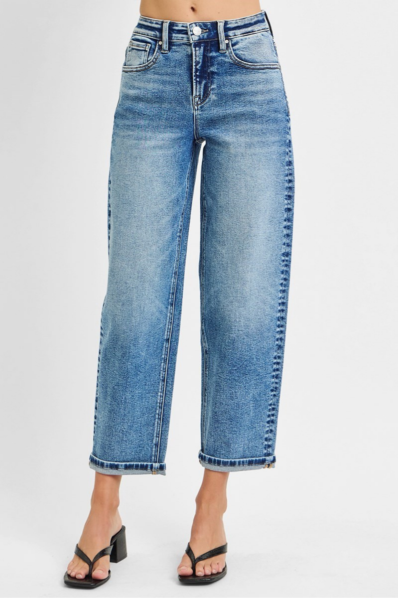 RISEN High Rise Crop Boyfriend Jeans