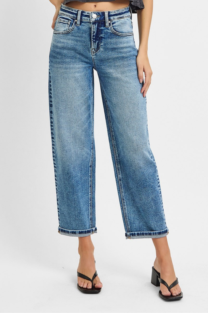 RISEN High Rise Crop Boyfriend Jeans