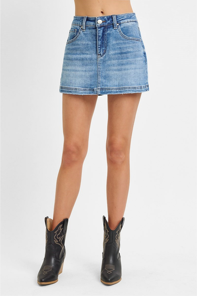RISEN High Rise Denim Skort