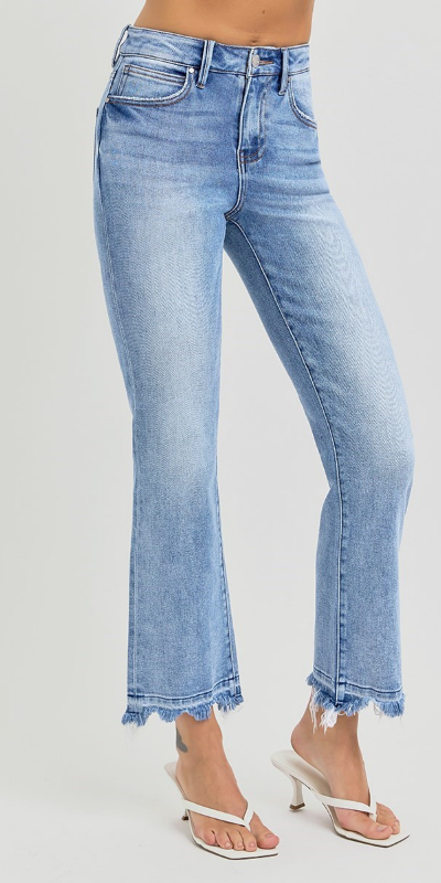 RISEN High Rise Crop Straight Slim Jeans