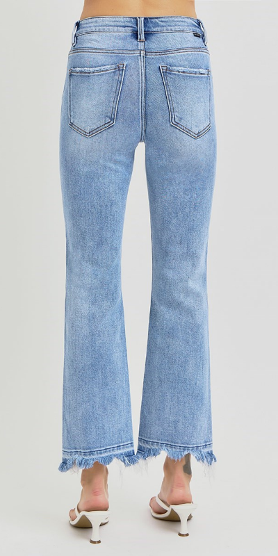 RISEN High Rise Crop Straight Slim Jeans