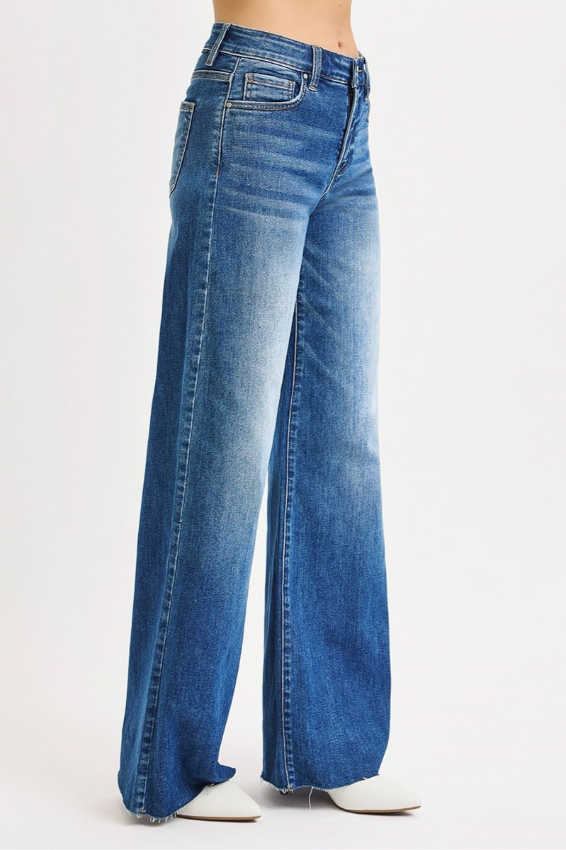 RISEN Tummy Control High Rise Ankle Palazzo Jeans