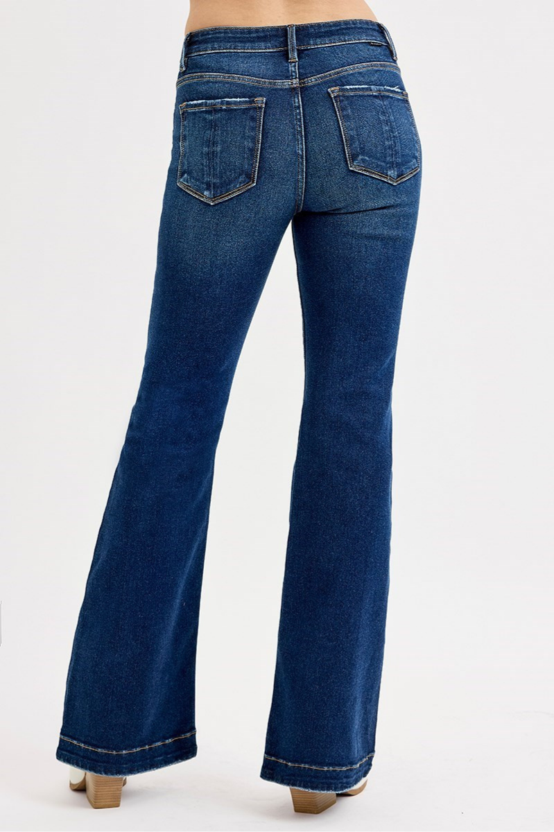 RISEN Tummy Control Mid Rise Flare Basic Jeans | Final Sale