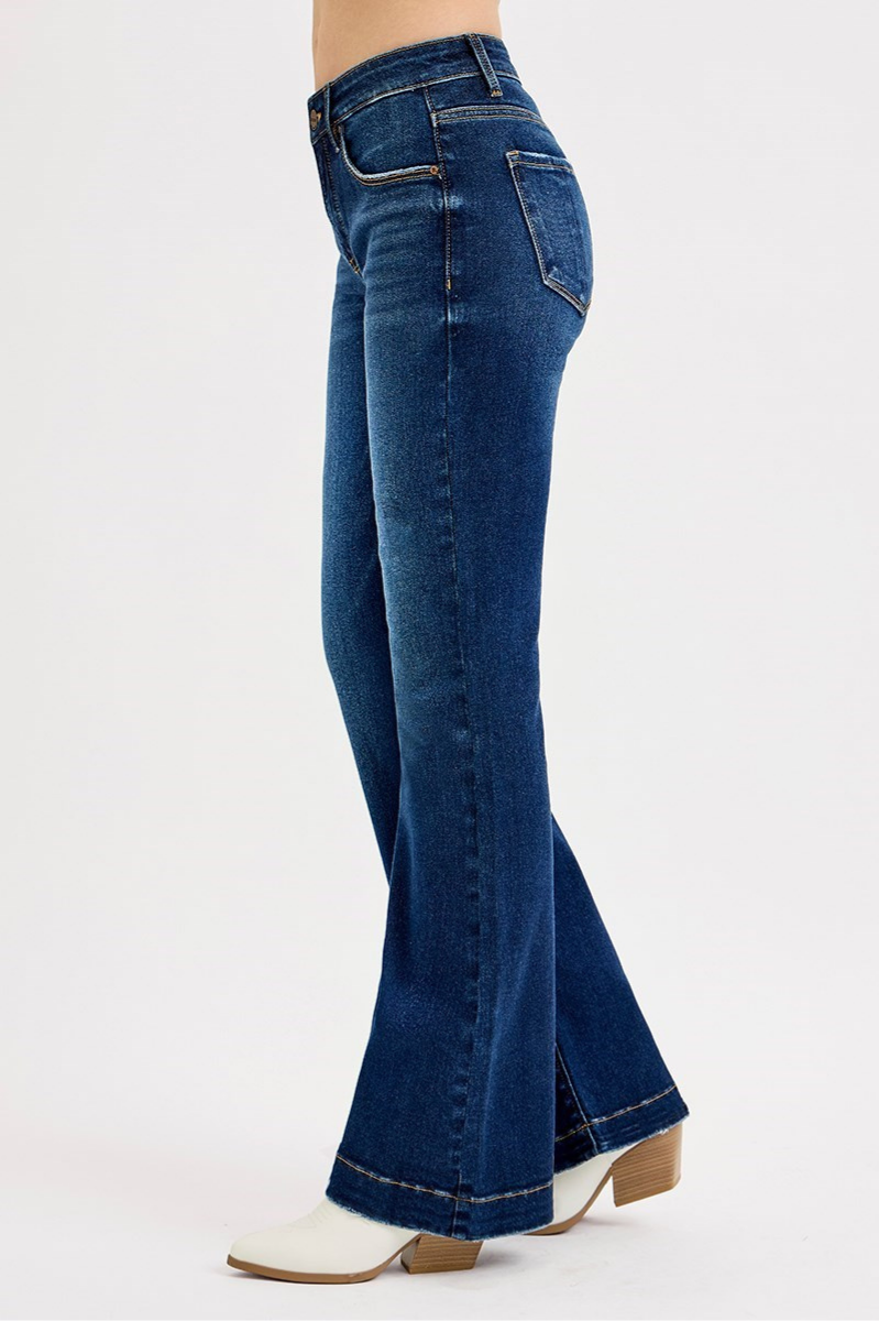 RISEN Tummy Control Mid Rise Flare Basic Jeans | Final Sale