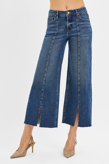 RISEN Tummy Control Crop Front Slit Jeans