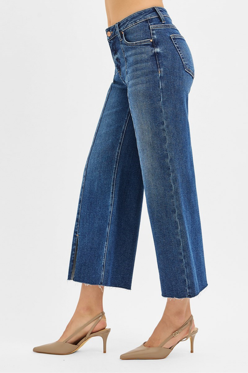 RISEN Tummy Control Crop Front Slit Jeans