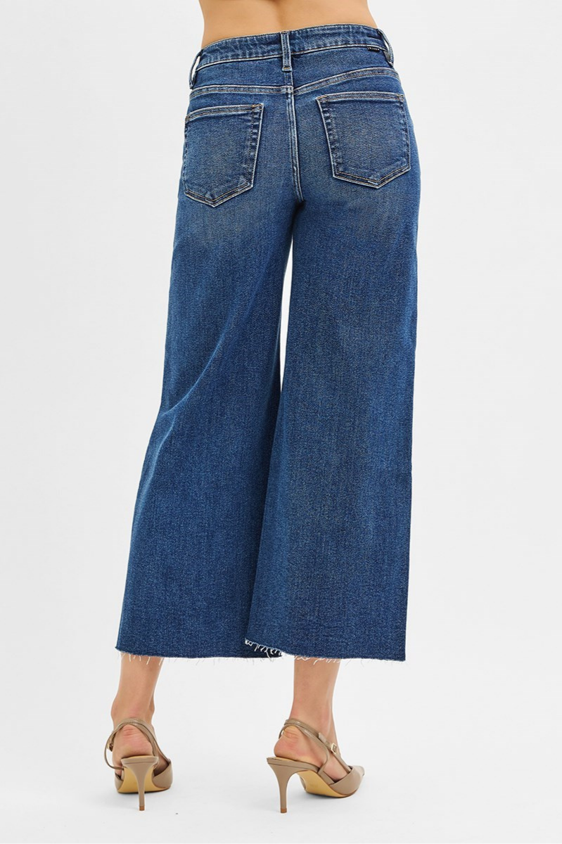 RISEN Tummy Control Crop Front Slit Jeans